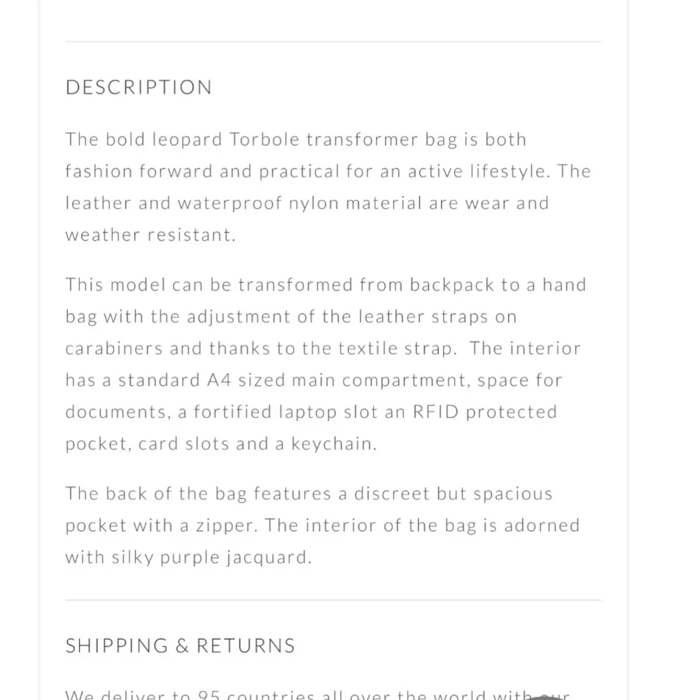 TJ Collection Leopard Torbole Convertible Transformer Backpack Crossbody Bag